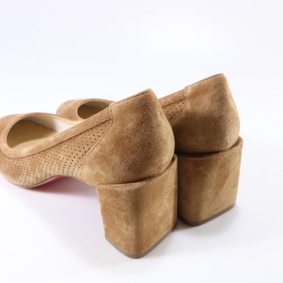 Incastrana 55mm Tan Biscotto Perforated Suede Padded Round Pumps D524 - Picture 4 of 12